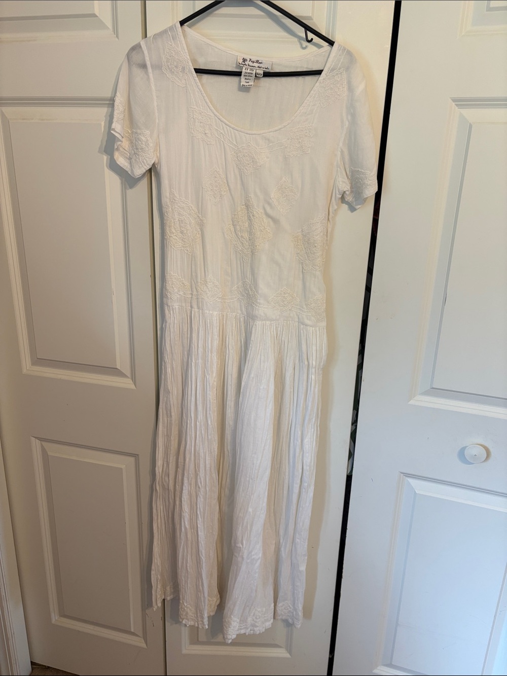 Papillon White Embroidered Dress - Size S
